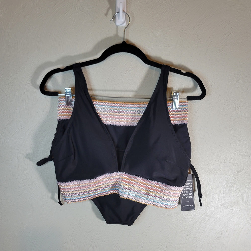 NWT Blooming Jelly Black and Multicolor High Waisted Bikini Set- Size Large